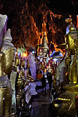 Inle Lake Myanmar. Pindaya, the famous Shwe Oo Min pagoda, a natural cave filled with thousands of gilded Buddha statues.